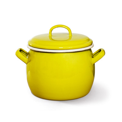 Bellied pot with lid